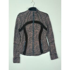 Lululemon Define Jacket 10 Black Rose Herringbone Brushed Alberta Lake Zip Up